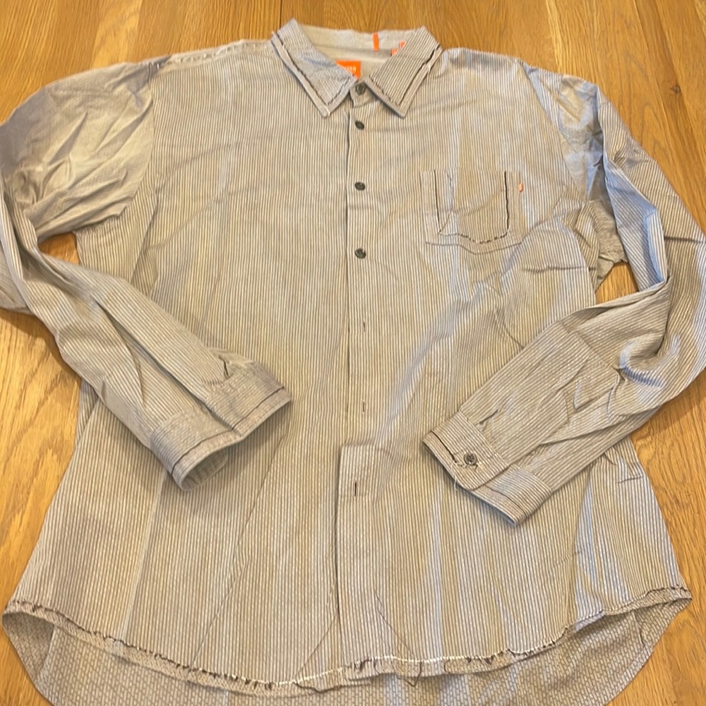 Boss gray striped shirt